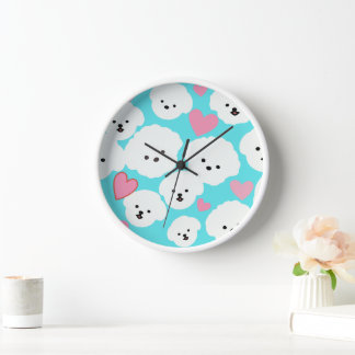 Fluffy Bichon and Hearts Uhr