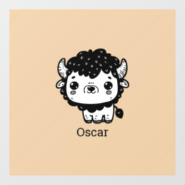 Fluffy Bison Baby - Kawaii Farm Animal Art Fensteraufkleber