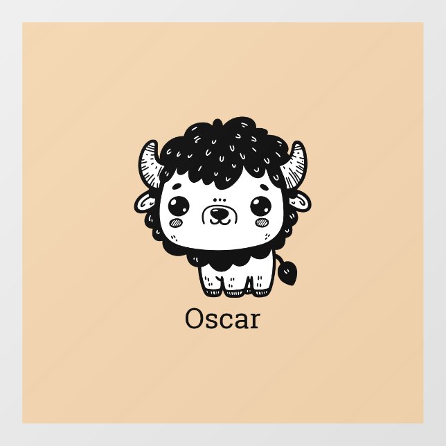 Fluffy Bison Baby - Kawaii Farm Animal Art Fensteraufkleber (Blatt)