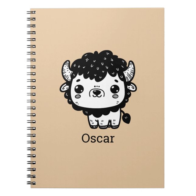 Fluffy Bison Baby - Kawaii Farm Animal Art Notizblock (Vorderseite)