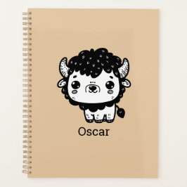 Fluffy Bison Baby - Kawaii Farm Animal Art Planer