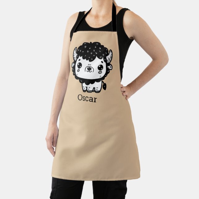 Fluffy Bison Baby - Kawaii Farm Animal Art Schürze (InSitu)