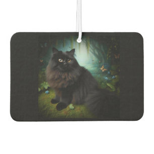 Fluffy Black Cat in Misty Woods Autolufterfrischer