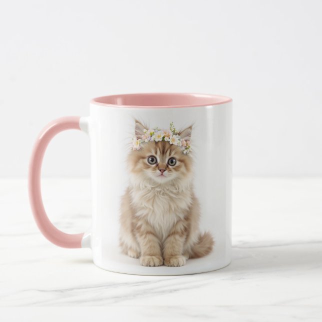 "Fluffy Blume Crown Cat Tasse" Tasse (Links)