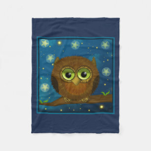 Fluffy Brown Owl Fleecedecke