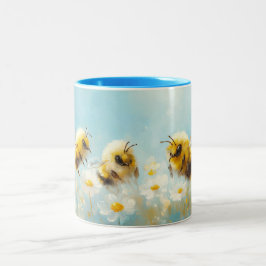 Fluffy Bumble Bees Zwei-Tone-Tasse Zweifarbige Tasse