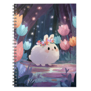 Fluffy Bunny Blume Crown Fantasy Notebook Notizblock