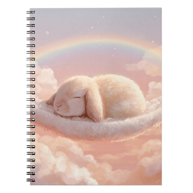 Fluffy Bunny Cloud Rainbow Dream Notebook Notizblock (Vorderseite)