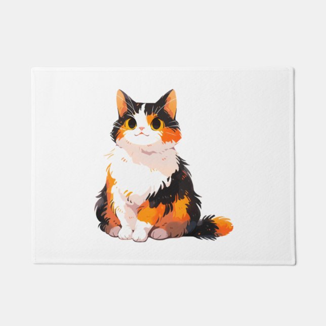 Fluffy Calico Cat Fußmatte (Vorderseite)