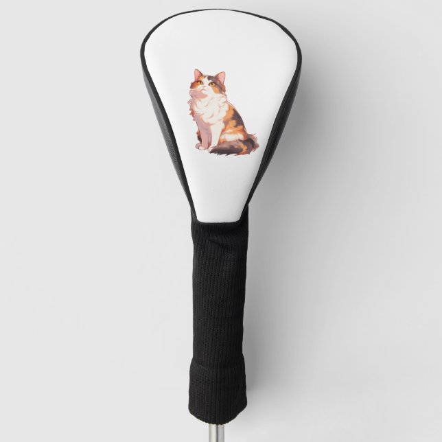 Fluffy Calico Cat Golf Headcover (Vorderseite)