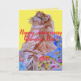 Fluffy Cat Glamour Puss Happy Anniversary Card Karte