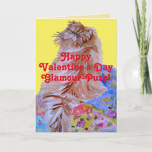 Fluffy Cat & Quilt Glamour Puss Valentinstag