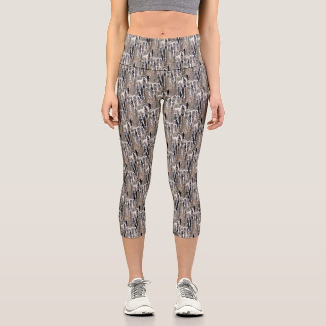 Fluffy Cattails Naturmuster Capri Leggings (Vorderseite)