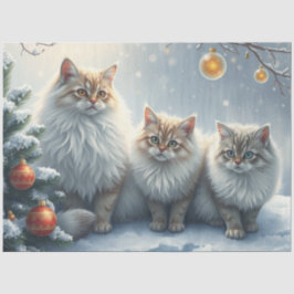 Fluffy Christmas Cats Tissue Paper Seidenpapier