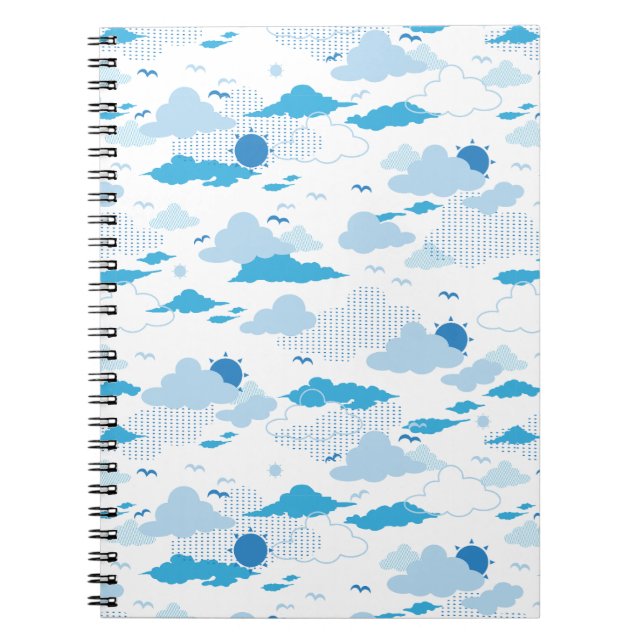 Fluffy Cloud Sunny White Sky Muster Notizblock (Vorderseite)