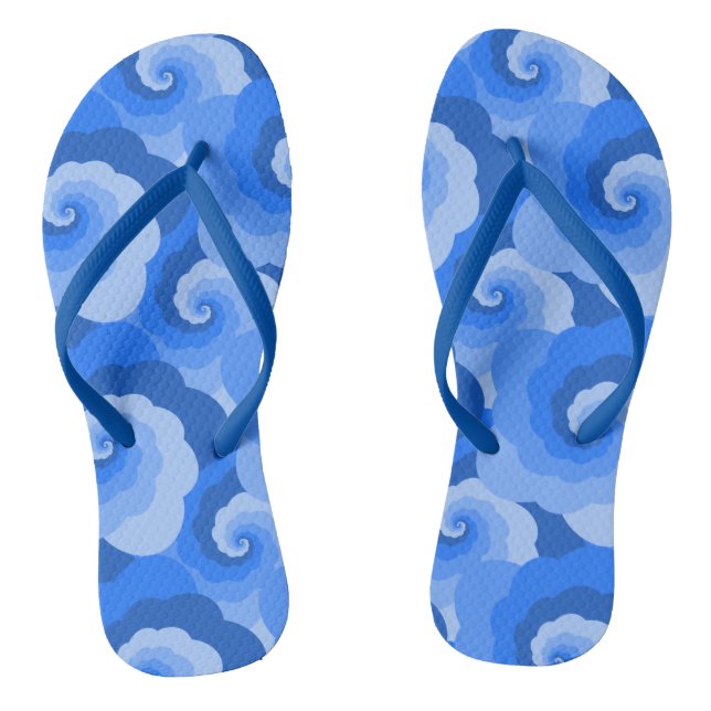 Fluffy Clouds Blue Spiral Flip Flops (Fußbett)