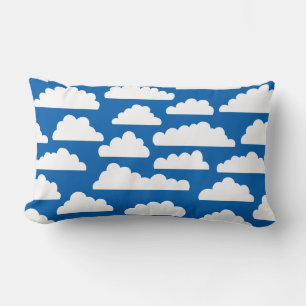 Fluffy Clouds Muster - Weiß auf Blau 005cad Lendenkissen