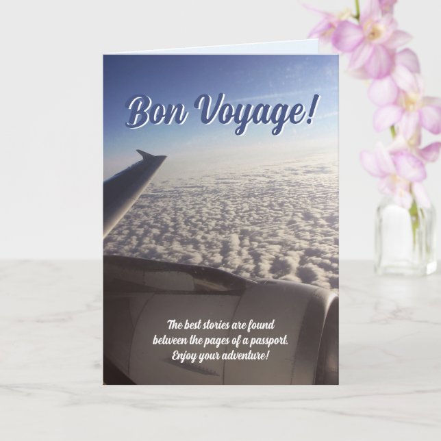 Fluffy Clouds Travel Bon Voyage Karte (Orchidee)
