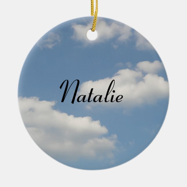 Fluffy Cumulus Clouds Personalisierter Nachrichten Keramik Ornament (Vorne)