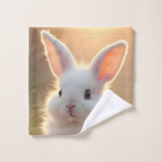 Fluffy, cute, white bunny, super adorable   waschlappen