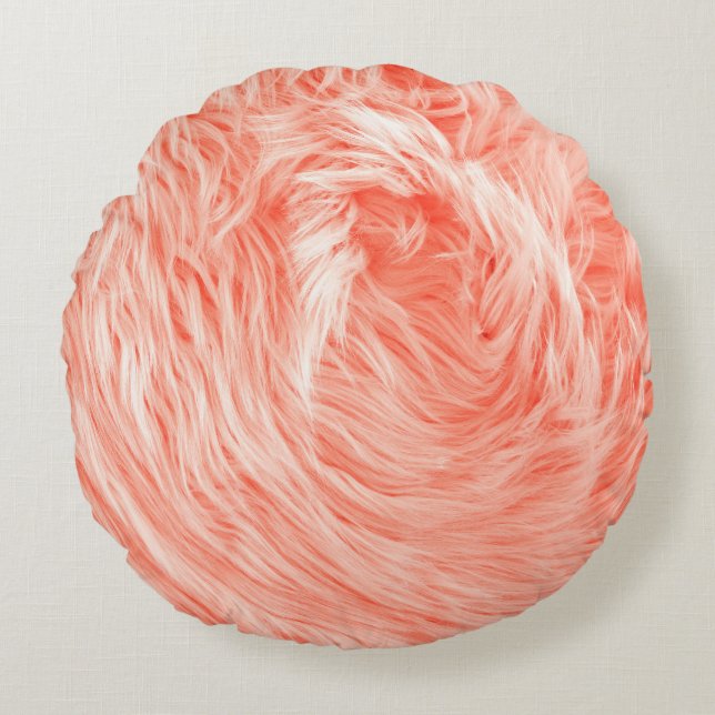Fluffy-Fake-Spinnstoff-Pelz Rundes Kissen (Vorderseite)
