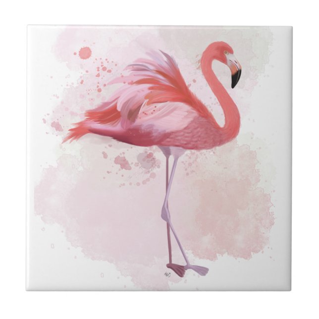 Fluffy Flamingo Fliese (Vorderseite)