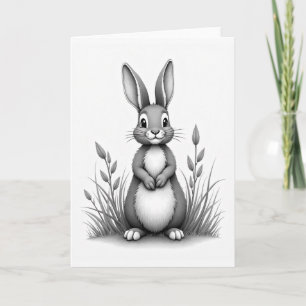 Fluffy Friend Graue Kunstkarte Karte
