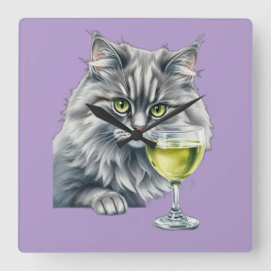 Fluffy Friend und Absinth Quadratische Wanduhr