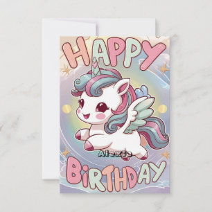 Fluffy Happy Unicorn Geburtstag Karte