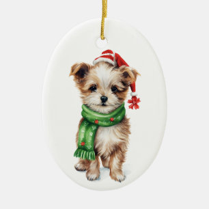 Fluffy Hund mit Scarf Ornament - Gemütlicher Urlau