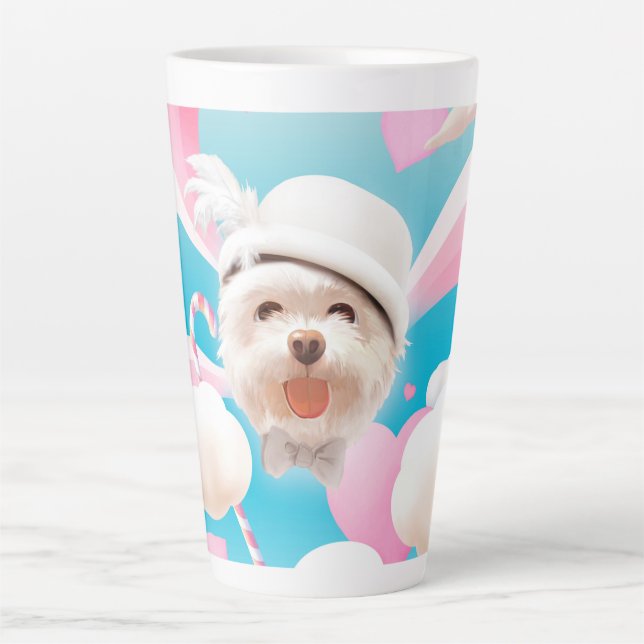 Fluffy Hund mit Weißhut Milchtasse (Vorderseite)