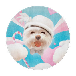 Fluffy Hund mit Weißhut Schneidebrett