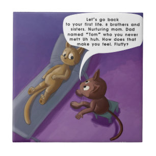 Fluffy in der Therapie Funny Cat Cartoon Fliese