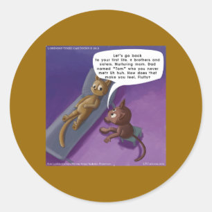 Fluffy in der Therapie Funny Cat Cartoon Runder Aufkleber