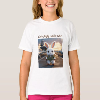 Fluffy-Kaninchen-Pilot auf dem T - Shirt des Flugz