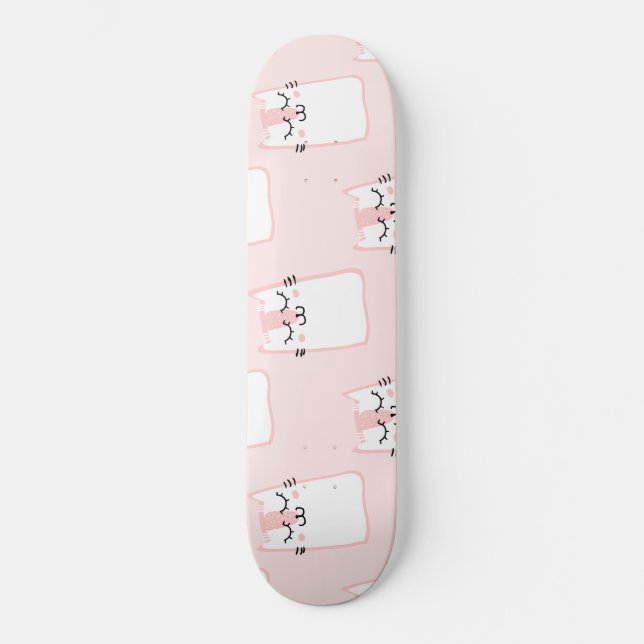 Fluffy Kawaii Strawberry Marshmallow Kätzchen Skateboard (Vorderseite)