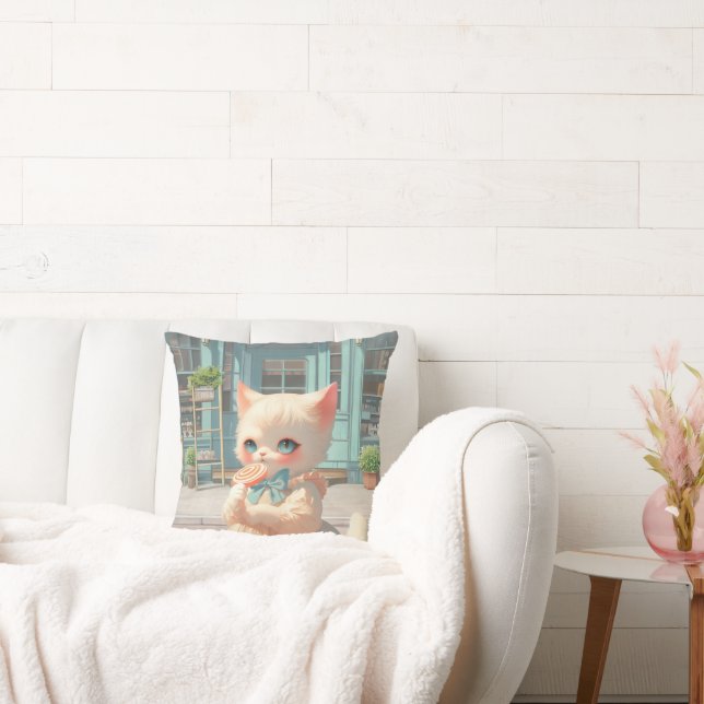 Fluffy Kitten mit Lollipop im Konditorei Shop Kissen (Liege)
