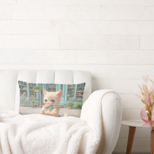 Fluffy Kitten mit Lollipop im Konditorei Shop Lendenkissen