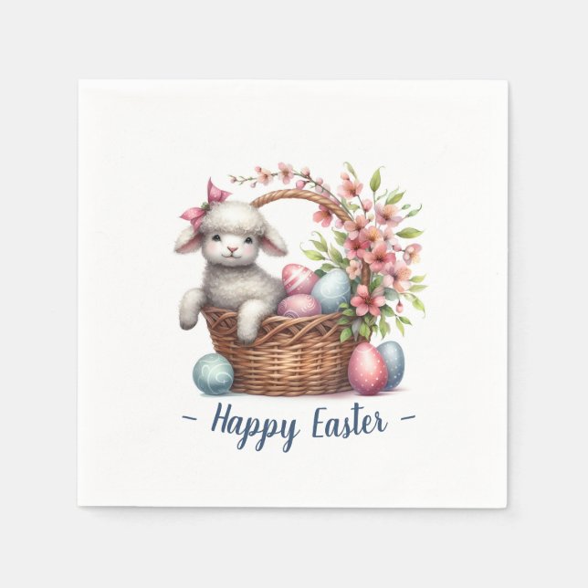 Fluffy Lamb und Ostereier Serviette (Vorderseite)