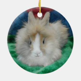 Fluffy Lionhead Bunny Rabbit Keramik Ornament