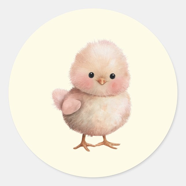 Fluffy Little Chick | Niedlicher Frühling und Oste Runder Aufkleber (Vorderseite)