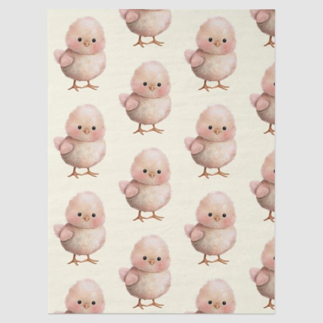 Fluffy Little Chick | Niedlicher Frühling und Oste Seidenpapier (Vorderseite)