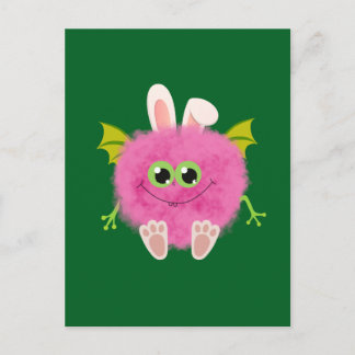 Fluffy little pink rabbit monster postkarte