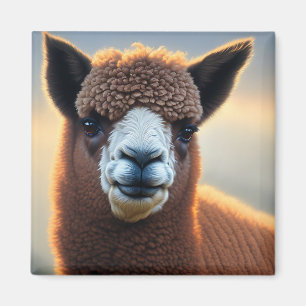 "Fluffy Majesty: The Big Wooly Brown Alpaca" Magnet