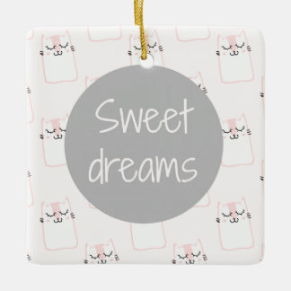Fluffy Marshmallow Kitty in Pink | Sweet Dreams Keramikornament