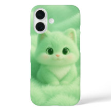 Fluffy Mint Kitten iPhone Case - Niedlicher Cartoo