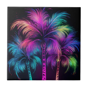Fluffy Neon Palm Trees Fliese