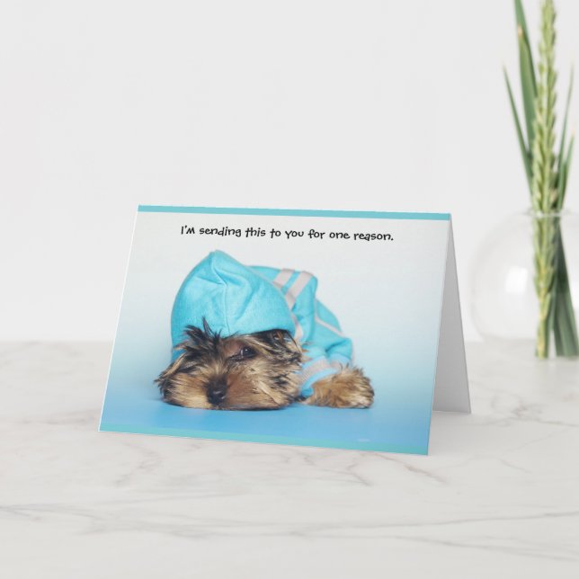 Fluffy Niedlich Dog Denken Sie an Ihre Grußkarte Karte (Vorderseite)