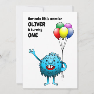 Fluffy Niedlich Monster Einladung zum Geburtstag