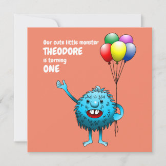 Fluffy Niedlich Monster Einladung zum Geburtstag
